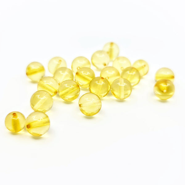 Round amber beads - Lemon color