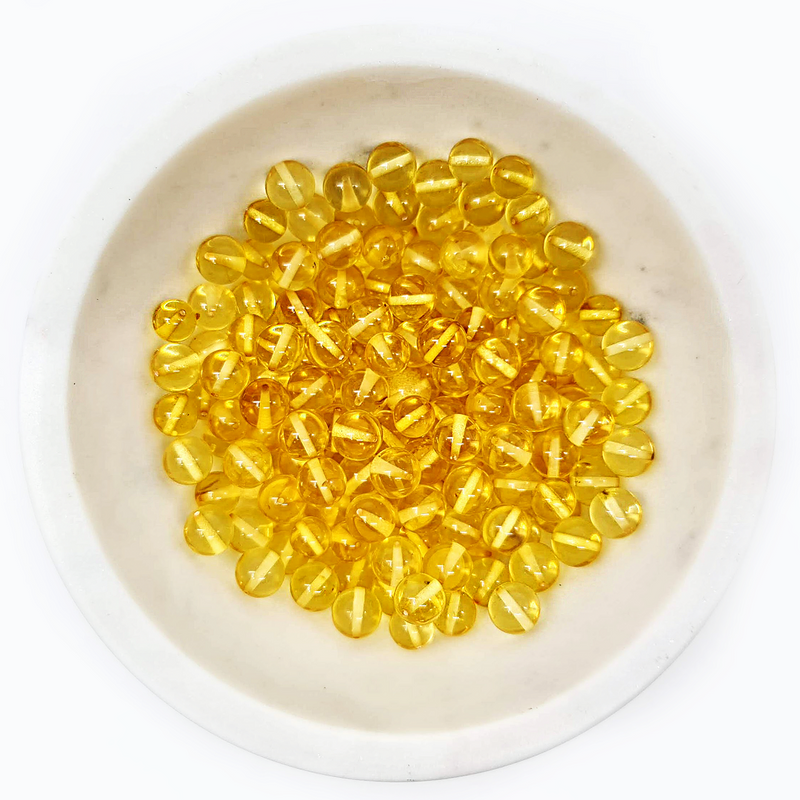 Round amber beads - Lemon color