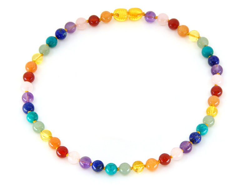 Chakra Rainbow with Baltic Amber and semi-precious gemstones